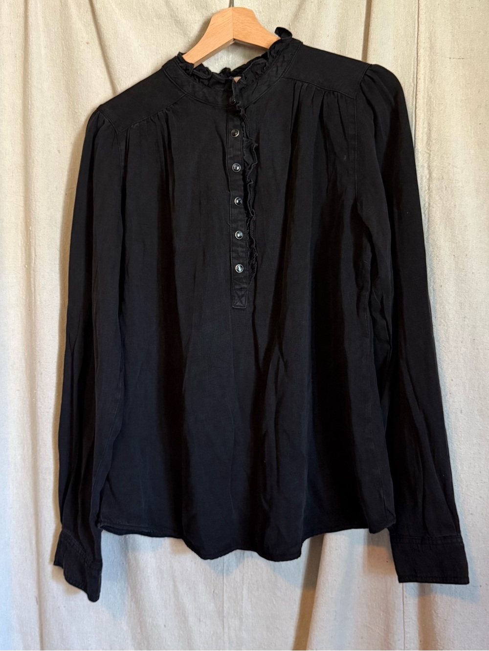 Black High Neck Long-Sleeve Blouse